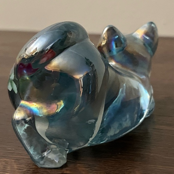 Vintage Fenton Hand painted Iridescent Crouching Kitty - Picture 6 of 7
